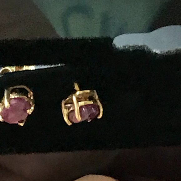 14K 5x3 Oval Natural Ruby Post Earrings - Picture 2 of 12